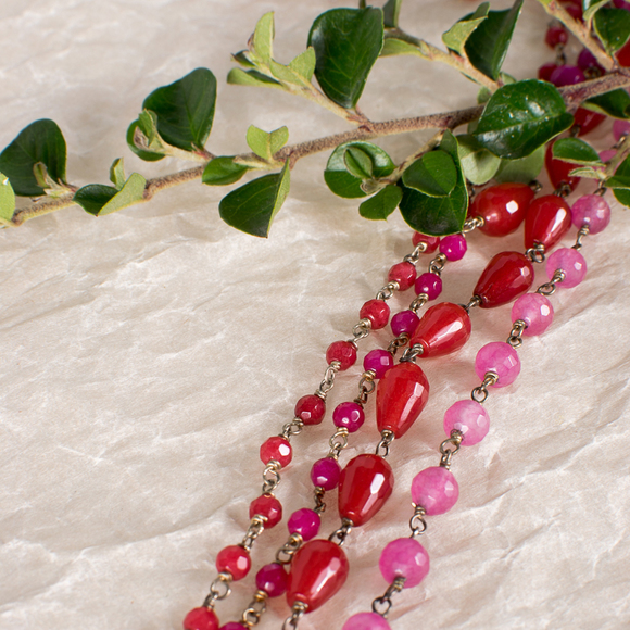 ROSANTICA MILANO RED & PURPLE EVENING NECKLACE | WOMENS - Picture 2 of 4